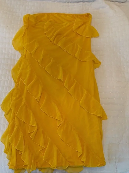 Amazon Yellow Ruffle Mini Dress - Picture 2 of 3